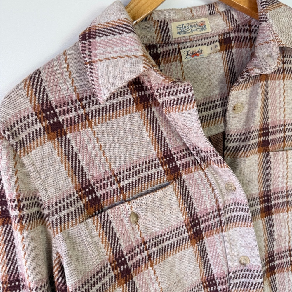 Faherty Legend Sweater Shirt Womens S Cranberry Haze Plaid Knit Excellent - Picture 2 of 9